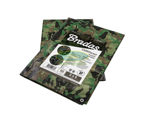 BRADAS - PLANDEKA WZMACNIANA CAMOforest 8x12m 90g